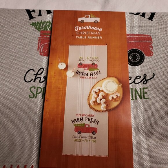 Farmhouse Christmas Table Runner 36 In St. Nicholas Square Cotton Holiday Decor - Picture 2 of 6